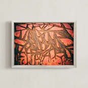 "Cross Hatched " - Art Print in dark orange by Alexis Arnold - Framed