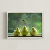 "Pears at the Window" - Art Print in Pear Green by Julia Preminger - Framed