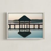 "Sunrise on the lake" - Art Print in Blue eyes by Lying on the grass - Framed