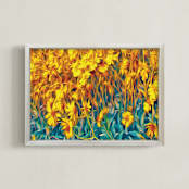 "Golden Empyrean Fields" - Art Print in Empyrean Golden Yellow by Mariecor Agravante - Framed