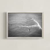 "Surfing at Huntington 2" - Art Print in Black and White by Sherley Ferreira - Framed