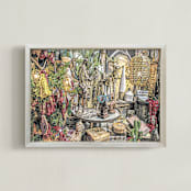 "Yuletide Rustic Decorscape" - Art Print in Christmas Ochre by Mariecor Agravante - Framed