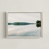 " Horizon bw" - Art Print in turquoise green by Lying on the grass - Framed