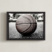 "Street Ball" - Art Print in Leather by Janet Cruz - Framed Canvas