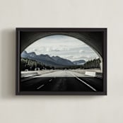 "down in the middle" - Art Print in sentiment blue by Van Tsao - Framed Canvas