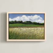 "Meadow Horizon" - Art Print in Grass Green by Kristi Visser - Framed Canvas