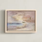 "Gulls" - Art Print in sunrise by Ramnik Velji - Framed Canvas
