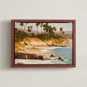 "Sunlit Shores" - Art Print in Golden by Rachel Nelson - Framed Canvas