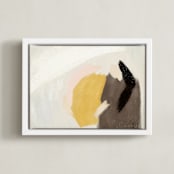 "Cuddling in the rain" - Art Print in Mustard Yellow by Yaling Hou Suzuki - Framed Canvas