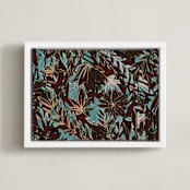 "Over saturated garden" - Art Print in Over blue by Bethania Lima - Framed Canvas