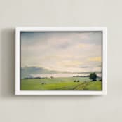"Hilltop" - Art Print in Meadow Mist by Stephanie Goos Johnson - Framed Canvas