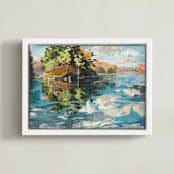 "Upon Reflection" - Art Print in Blue by Jess Franks - Framed Canvas