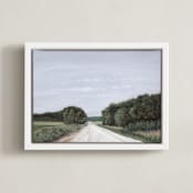 "Backroad" - Art Print in Field Green by Hettie Roberts - Framed Canvas