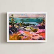 "Look Out" - Art Print in Coral by Jess Franks - Framed Canvas