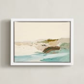 "Tidepools" - Art Print in Creamy Yellow Beige by Caryn Owen - Framed Canvas