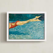 "Submerge I" - Art Print in Deep Sea Blue by Debra Butler - Framed Canvas