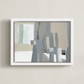"Patchwork abstract" - Art Print in Neutral Linen by Betsyness Studio - Framed Canvas