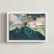 "Cenote" - Art Print in Mayan Blue by Rachel Mercier - Framed Canvas