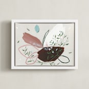 "Flower Crown For You" - Art Print in Burgundy Wine by Sarah McInroe - Framed Canvas