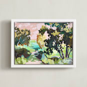 "Dappled Light" - Art Print in Pinky Peach by Jess Franks - Framed Canvas