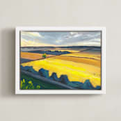 "Amber Fields" - Art Print in Amber by Holly Whitcomb - Framed Canvas