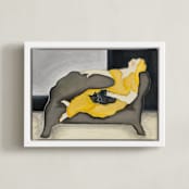 "Dreaming of Caramels" - Art Print in Deep yellow by Mary Ketch - Framed Canvas