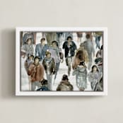 "Faces 2" - Art Print in maritime blue by Lulaloo - Framed Canvas