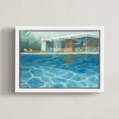 "Eichler Summer" - Art Print in Poolside by Laura Browning - Framed Canvas