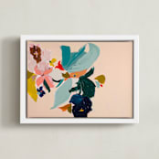 "Spring Botanical Series #3" - Art Print in Peach by Caryn Owen - Framed Canvas