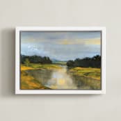 "Glass River" - Art Print in Glass Blue by Stephanie Goos Johnson - Framed Canvas