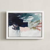 "Following The Pack" - Art Print in Midnight Blue by Jennifer Daily - Framed Canvas