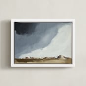 "Dusk In The Chisos" - Art Print in Indigo by Kati Ramer - Framed Canvas