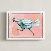 "Chicken Run" - Art Print in blossom by Betty Hatchett - Framed Canvas