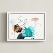 "Flora at Dawn" - Art Print in pool water blue by Sarah McInroe - Framed Canvas