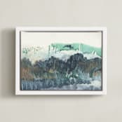 "Scape of the Land " - Art Print in Agate Blue by Jennifer Daily - Framed Canvas