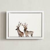 "Merry Christmas, Comet & Cupid " - Art Print in Deer Sepia by jinseikou - Framed Canvas
