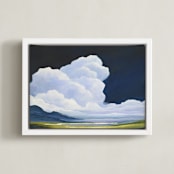 "Porcelain Sky" - Art Print in classic blue by Mya Bessette - Framed Canvas