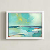 "Crossing Over to Isla" - Art Print in Caribbean Blue by Mya Bessette - Framed Canvas