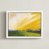 "Western Dawn" - Art Print in warm yellow by Stephanie Goos Johnson - Framed Canvas