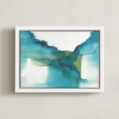 "Enchant II" - Art Print in Teal by Christine Llewellyn - Framed Canvas