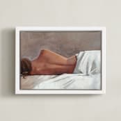 "Draped Figure Study in White" - Art Print in Crisp Linen White by Rachel Nelson - Framed Canvas
