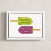 "Bright Pops" - Art Print in Lime Green by Akweley Creative - Framed Canvas