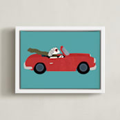 "Hollywood Travel Dogs" - Art Print in Sea by Jenna Holcomb - Framed Canvas