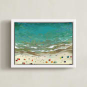 "Beach Confetti" - Art Print in Aqua by BROOK PAGE - Framed Canvas