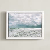 "Beachy Bliss" - Art Print in Ocean Sage by Charlotte Mello Stevenson - Framed Canvas