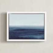"Beyond the Water" - Art Print in Deep Blue by Little Valley Studio - Framed Canvas