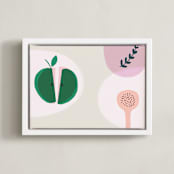 "Green Apple" - Art Print in Dusky pink by Francesca Iannaccone - Framed Canvas