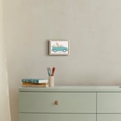 "Beach Day Fun" - Art Print in VW blue by Rebecca Marchese - In a Room