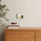 "Cuddling in the rain" - Art Print in Mustard Yellow by Yaling Hou Suzuki - In a Room
