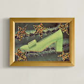 "Shoe Collection" - Art Print in Cactus green by Frances Sousa - Framed